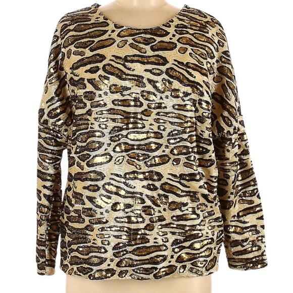 Zara Special Edition Leopard Cheetah Print Sequin Shirt # - Picture 2 of 4